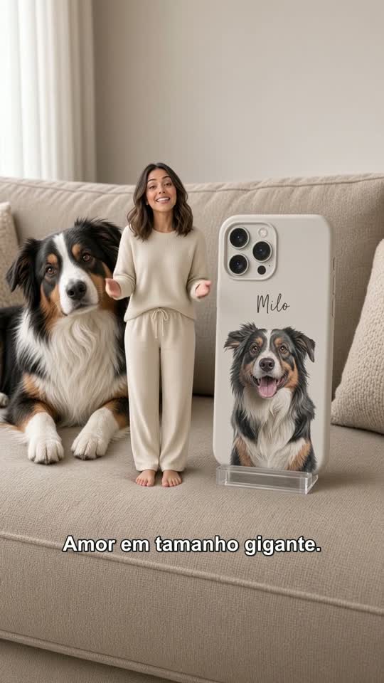Campaña surrealista con una funda gigante con mascota